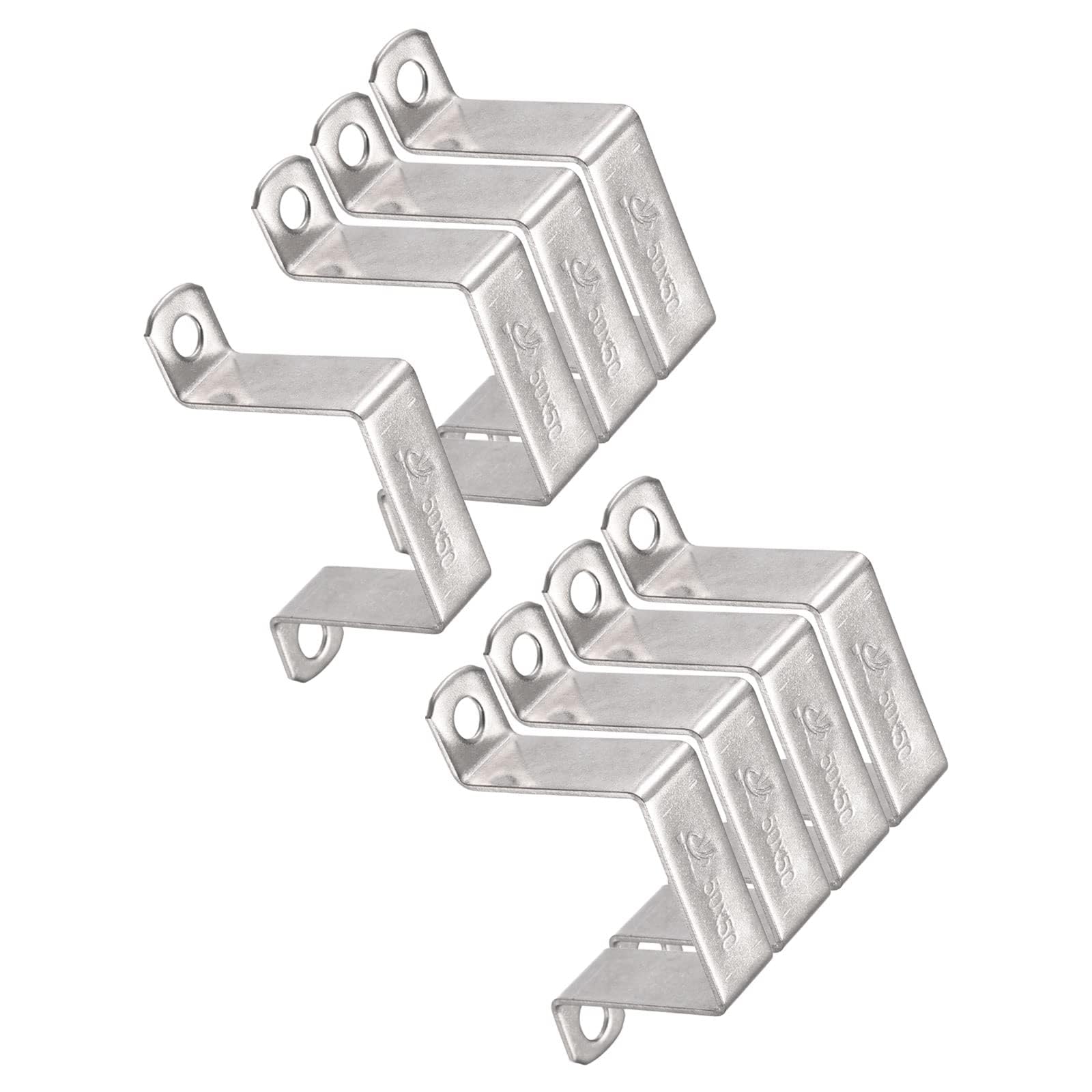 TOP-VIGOR 8Pcs U Shaped Connector Bracket 48 x 52mm 304 Stainless Steel for Door Closed Bar Holder Strut Channel and Fixing Tube Pipe Wire
