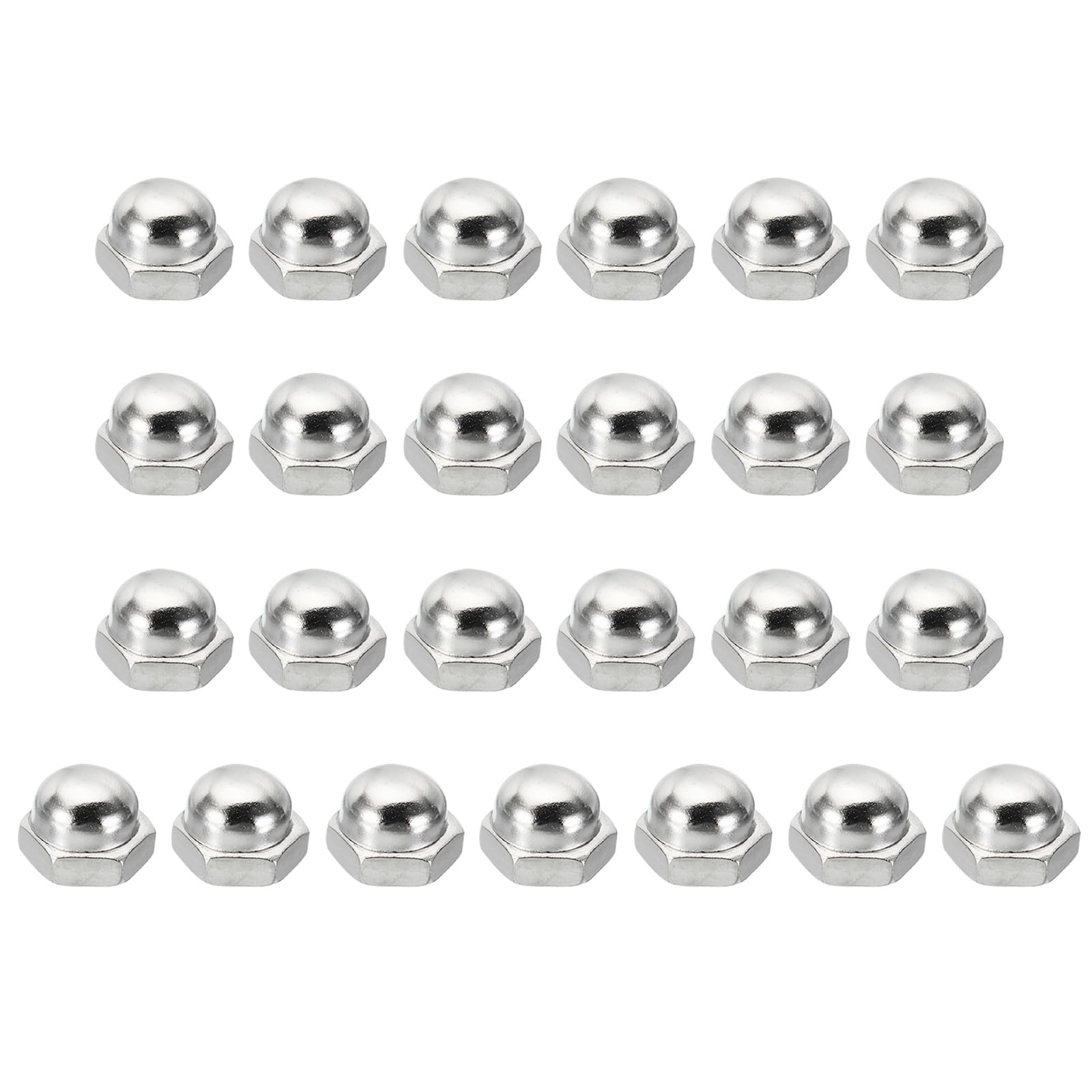 PATIKIL M10x1.5 Acorn Hex Bolt Covers, 25 Pcs Dome Head Carbon Steel Hexagon Decorative Cap Nuts for Home Repair, Industrial Equipment Fasteners, Silver Tone