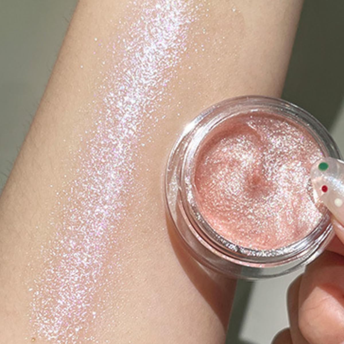 KARLOR Face Liquid Highlighter, Champagne Pink Eyeshadow Creamy Shimmer Gel Face Highlighter Radiant Gel Creamy Glitter