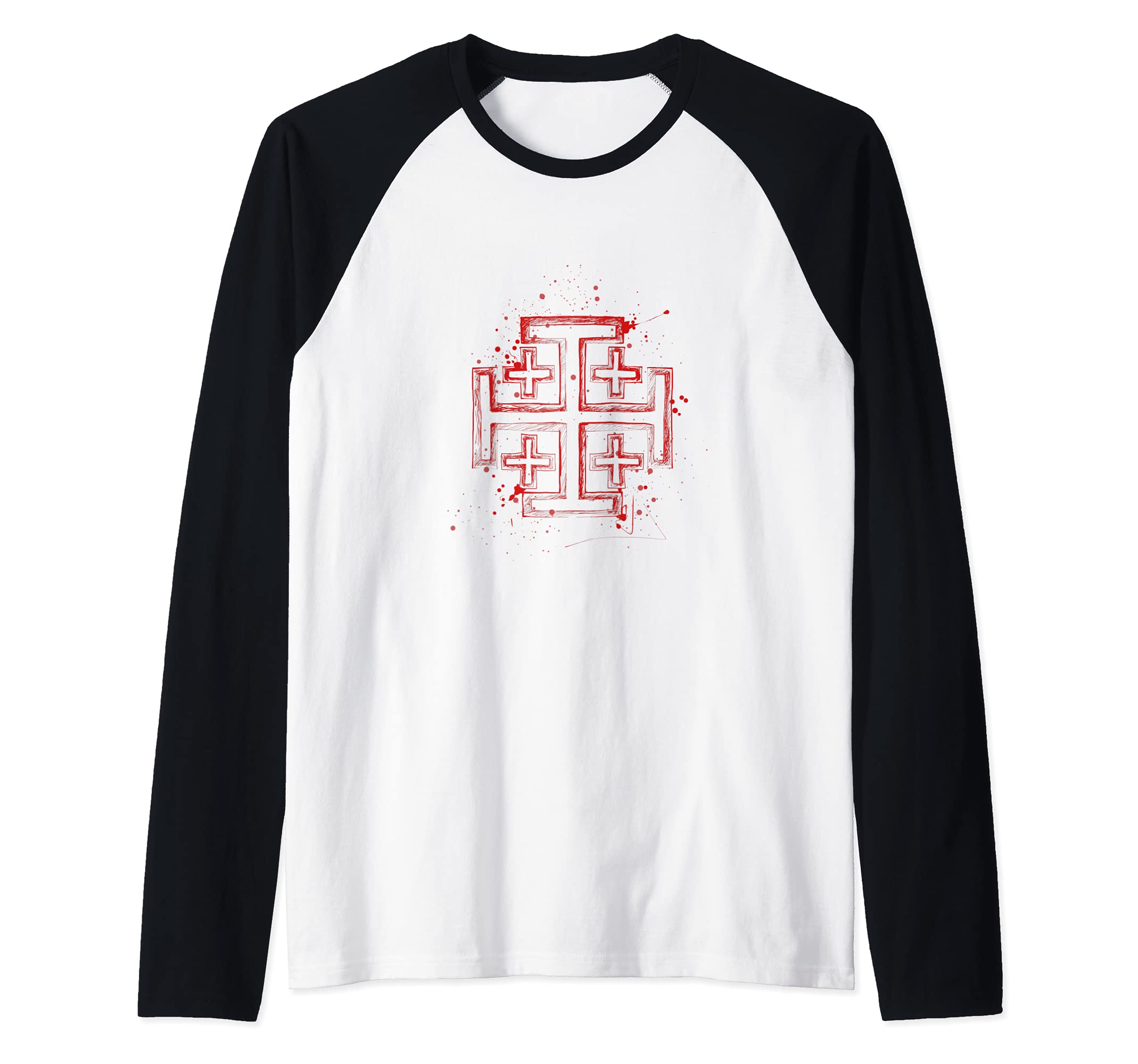 Knights Templar Crusader Cross Raglan Baseball Tee