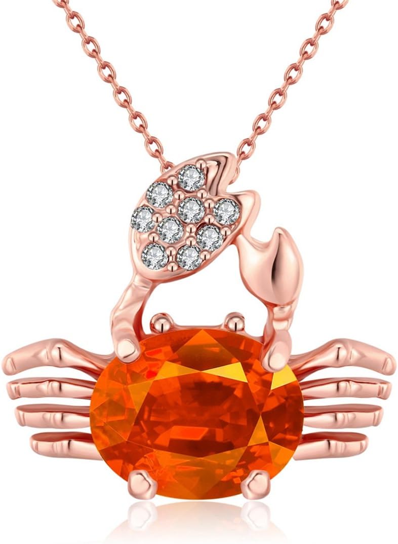 Crab Necklace Rose Gold Plated Swarovski Element Crystal Cancer Pendant Necklace for Women
