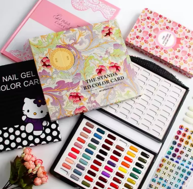 Nail Swatch Book, 120 Color Nail Art Display Color Chart Book Display Salon Color Gel Nail Polish Pattern Designs Nail Art Tips Storage Tools Nail Swatches Nail Colour Display for Nail Technician Use