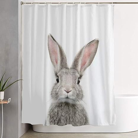 Cute Bunny Rabbit Shower Curtain Bathroom Curtains Sets With Hooks
