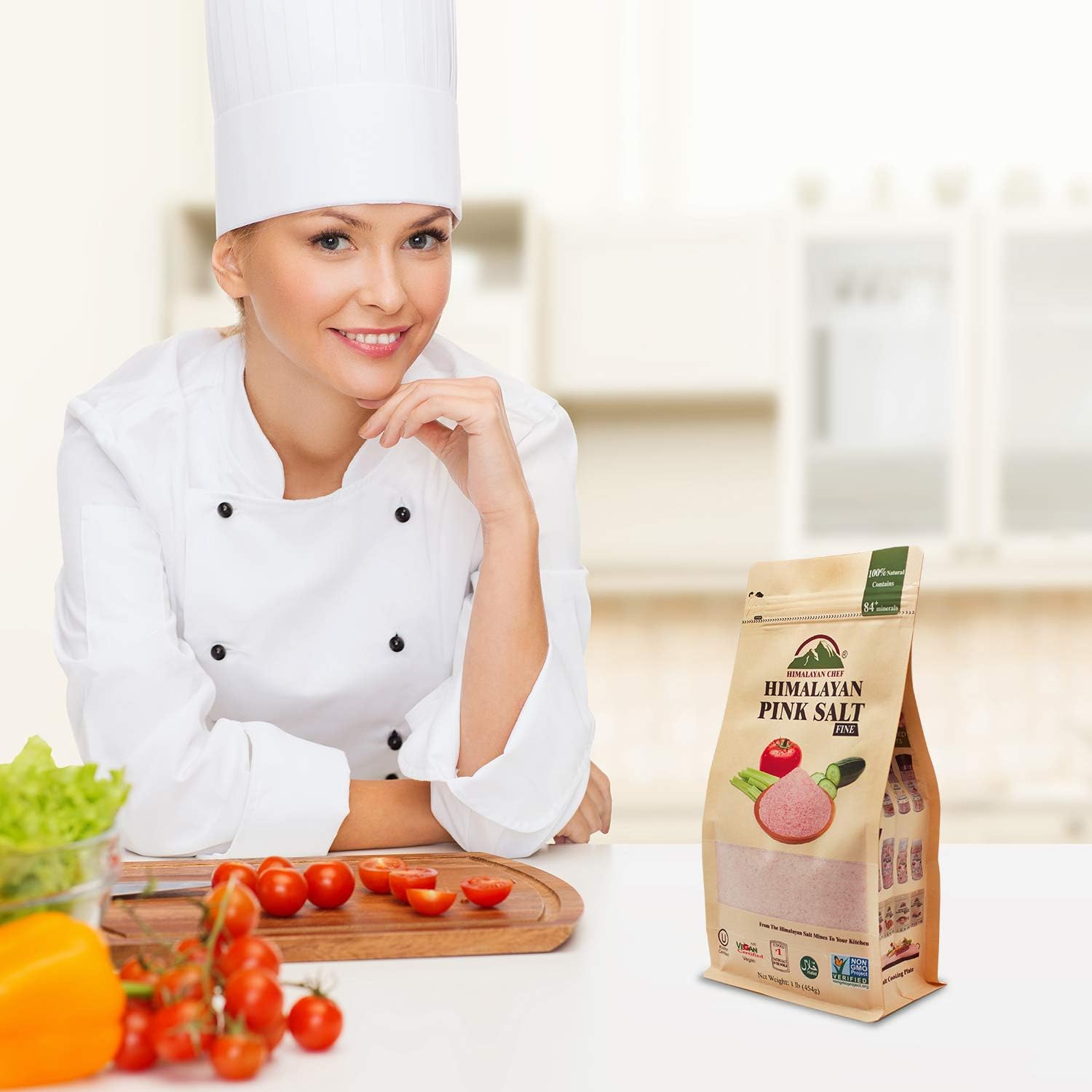 WBM Himalayan Chef Pink Salt Fine Stand Up Bag w/Window,100% Pure Natural Himalayan Pink Salt - 1 LBS: Grocery & Gourmet Food
