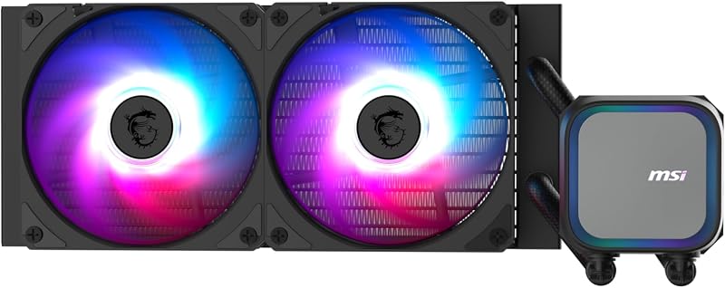 MAG Coreliquid A13 240 - AIO ARGB - Enfriador líquido de CPU - Radiador de 390 mm - LGA 1851 Ready - Ventiladores triples ARGB PWM de 120 mm, color negro