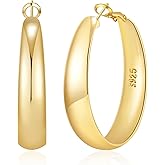 MOYUXI 5-8mm Tapered Design Thick Large Hoop Earrings for Women Trendy Hypoallergenic 925 Sterling Silver Post 14K Gold Hoop Earrings Non Tarnish Lightweight Big Chunky Gold Hoops 30/40/50/60MM