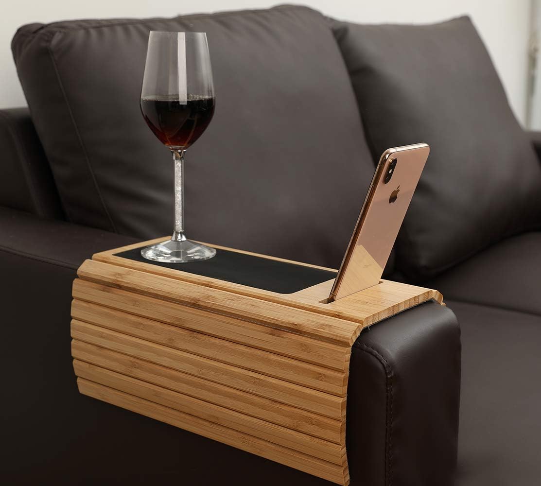 GEHE Sofa Arm Tray Table for Couch Flexible/Foldable Sofa Tray Couch arm Table Perfect for Drinks Snacks Remote Control or Phone Great arm Tray for Couch armrest (Black): Kitchen & Dining