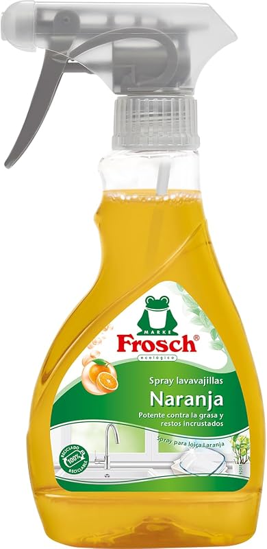 Spray Lavavajillas Naranja Pack 8x300ml - Limpiador Desengrasante con Extractos Naturales - Elimina Grasa e Incrustaciones