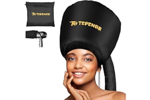 TEPENAR Hair Dryer Bonnet - Upgraded Extra Large Soft Adjustable Hooded Cap for Fast Hair Styling and Care