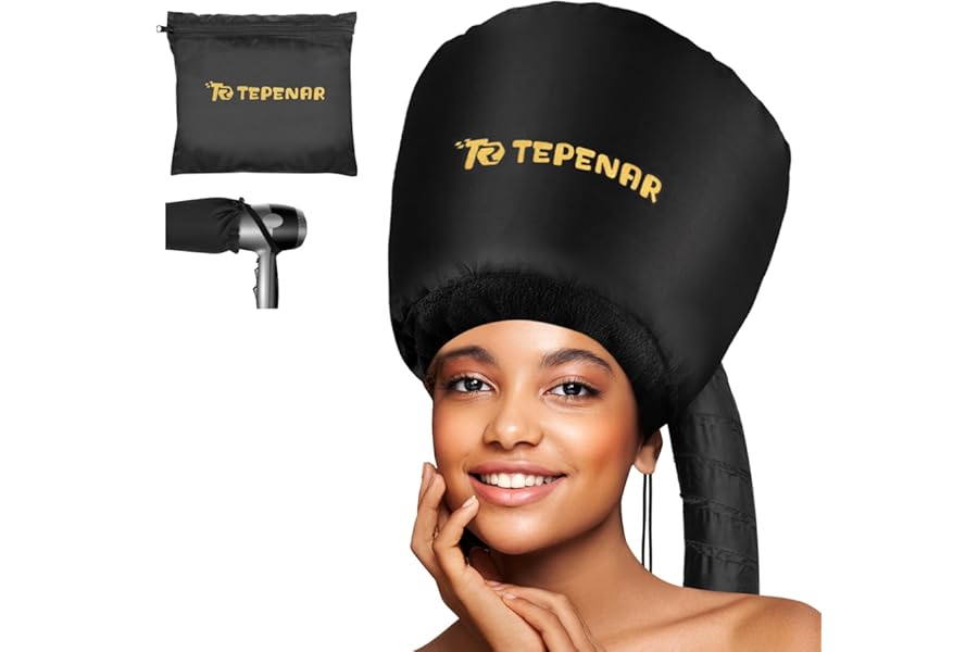 TEPENAR Hair Dryer Bonnet – Upgraded Extra Large Soft Adjustable Hooded Cap for Fast Hair Styling and Care