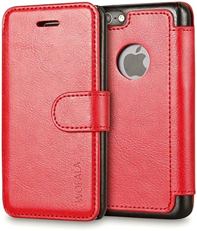 iPhone SE Case,WOFALA Soft PU Leather Wallet Case [Slim Fit] with Credit Card ID Holders for iPhone 5 5S SE (Wine Red)