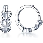 Infinite U Huggie Earrings 925 Sterling Silver Small Hoop Cartilage Hollow Heart Cluster for Women, 0.5''