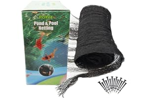 POYEE 15x20ft Pond Netting for Leaves Leaf Net Cover Pond Net with Small Fine Mesh Protecting Koi Fish from Birds Cats Stakes Included