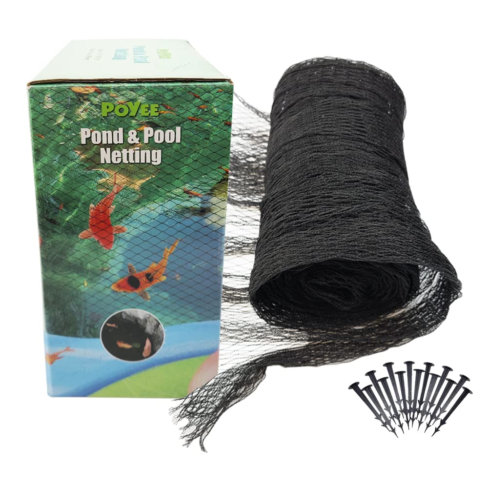 4.5m x 4.5m Pond Netting for Leaves Leaf Net Cover Pond Net with Small Fine Mesh Protecting Koi Fish from Birds Cats Stakes Included