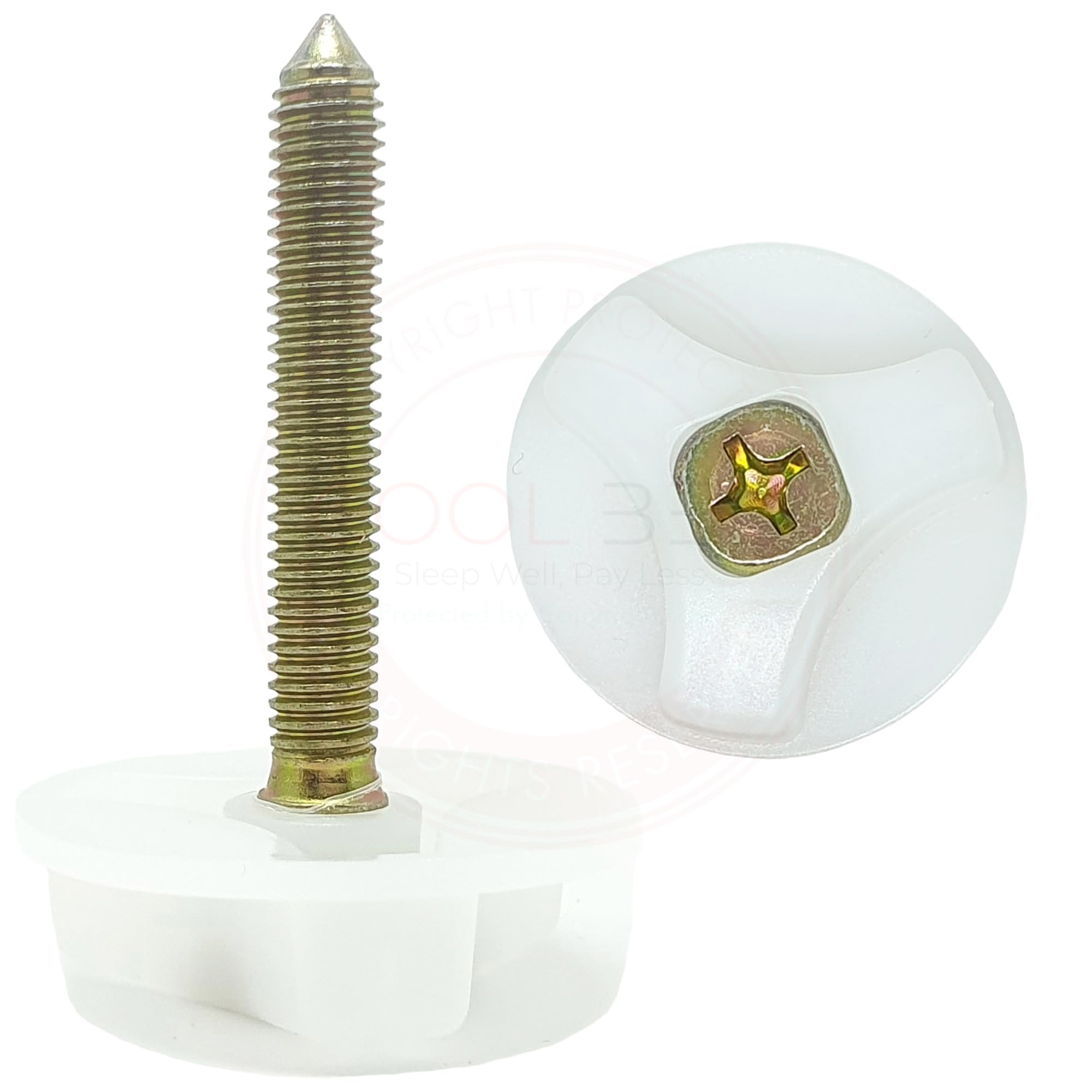 COOL BED 2 x M8 Headboard Bolts 50MM Screws with Fitted Washers Fixings for Divan Bed (2 x M8 Bolts with Fitted Washer)