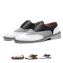 Men's Two Tone Patchwork Brogue Oxfords Shoes