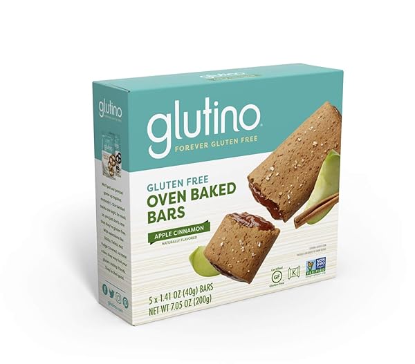 GLUTINO GLUTEN FREE OVEN BAKED BAR, APPLE CINNAMON, NATURALLY FLAVORED, 5 CT