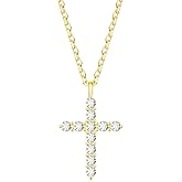 BONJOULRY 925 Sterling Silver Heart Necklace & 18K Gold Plated Cross Pendant, 18K Gold Plated Necklace Sterling Silver Heart Jewelry Gifts for Women Men