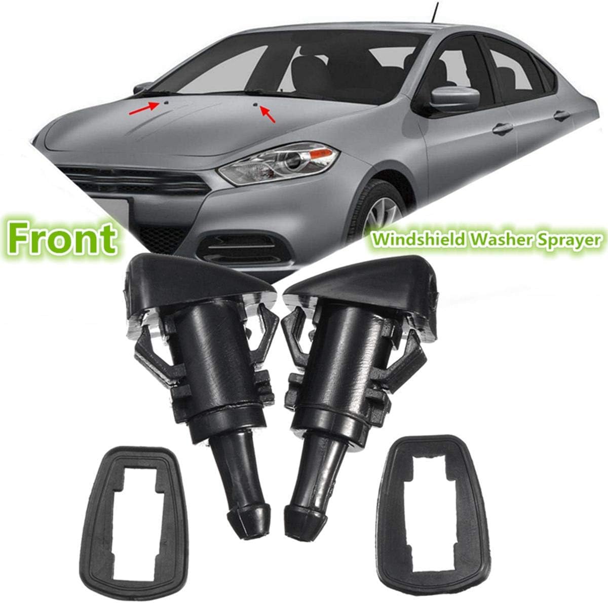 1Pair Front Windshield Wiper Water Spray Washer with Rubber gaskets For Chrysler/Dodge/Jeep/Ram