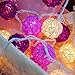 Dealbeta Battery Handmade Rattan Ball String Lights with Timer,20 Warm White LED Christmas Indoor Fairy Lights for Bedroom, Wedding, Party [ Rattan Ball's Diameter:5cm/2.04 in ] (Purple)