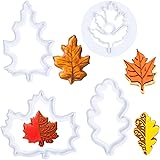 Crethinkaty Autumn Leaf Cookie Cutters Shapes Set for Cake Decorating 4 Pieces Plastic Fall Maple Leaf Cookie Cutter