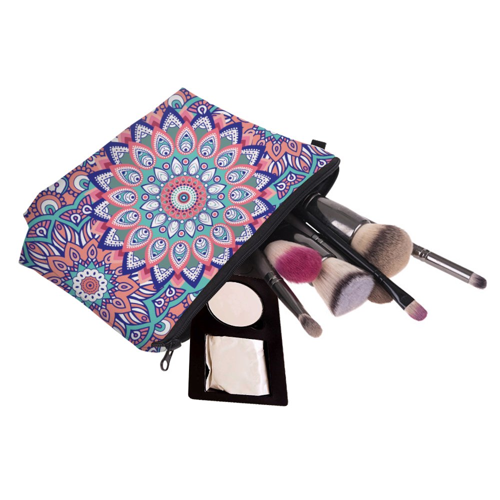 Roomy Cosmetic Bag, 3 piece Set Deanfun Waterproof Travel Toiletry Pouch Makeup with Zipper (Mandala Flowers) : Beauty