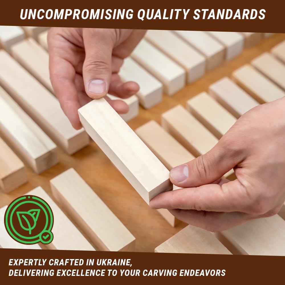 BeaverCraft Basswood Carving Blocks 7PCS Whittling Wood Kit - Soft Wood Block for Crafts, Basswood for Carving, Unfinished Wooden Blank Set BW7