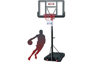 IGL Portable Basketball Hoop, 5.6-10FT Adjustable Basketball Goal System, 44 Inch Outdoor Basketball Hoop & Goals for Kids, Youth, and Adults in The Backyard, Driveway with PC Backboard