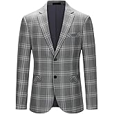 Iynnijoy Men's Plaid Blazer Casual Sports Coat Slim Fit Plaid Suit Jackets for Party Wedding