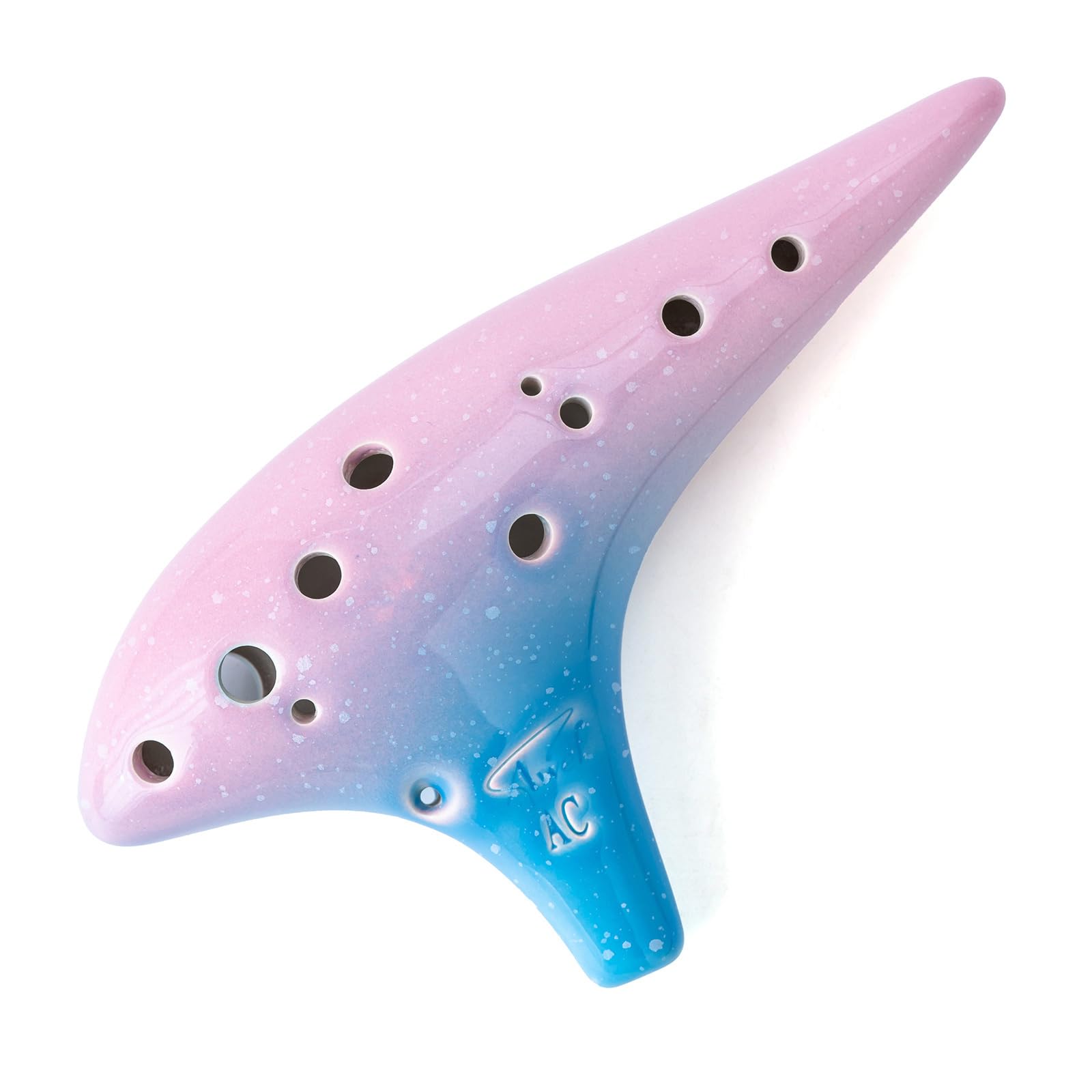 Photo 1 of “Ocean Notes” 12 Hole Sweet Potato Ocarina Graceful Shape Pottery Ocarina in Alto C (Sea Rose)