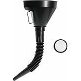 Wide Mouth Oil Funnel with Flexible Extension Nozzle Hose with Handle Mesh Screen Filter for Cars Motorcycles Engine Oil Kerosene Gasoline Gas Fuel Diesel Water Fluid Coolant Liquid Black 1PC (1)