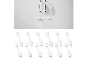 Inaya 12-Pack Child Proof Locks for Cabinet Doors, Drawers, Fridge, Toilet Seat, Dishwasher, Trash Can, Cupboard - 3M Adhesive - No Drilling - Baby Proofing Cabinet Locks
