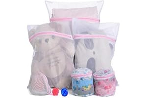 Mesh Laundry Bags for Washing Machine, White Zipped Net Underwear Washing Bag for Delicates Bra Lingerie Socks Tights Bags Sh