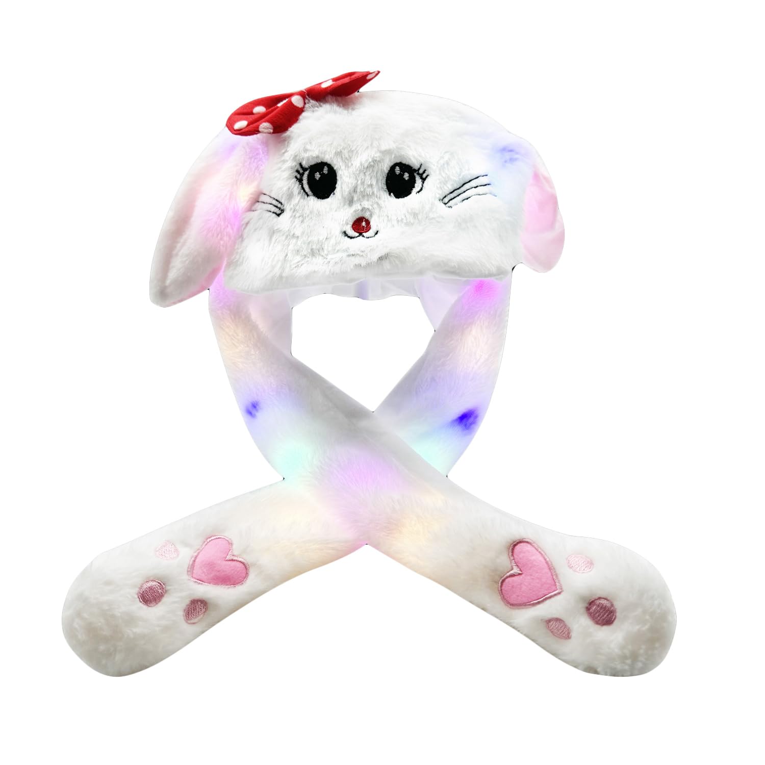 ZCINT Bunny Hats: Funny Plush Rabbit Hats - Moving Ears, Perfect for Halloween, Christmas Parties & Cosplay - White Cat