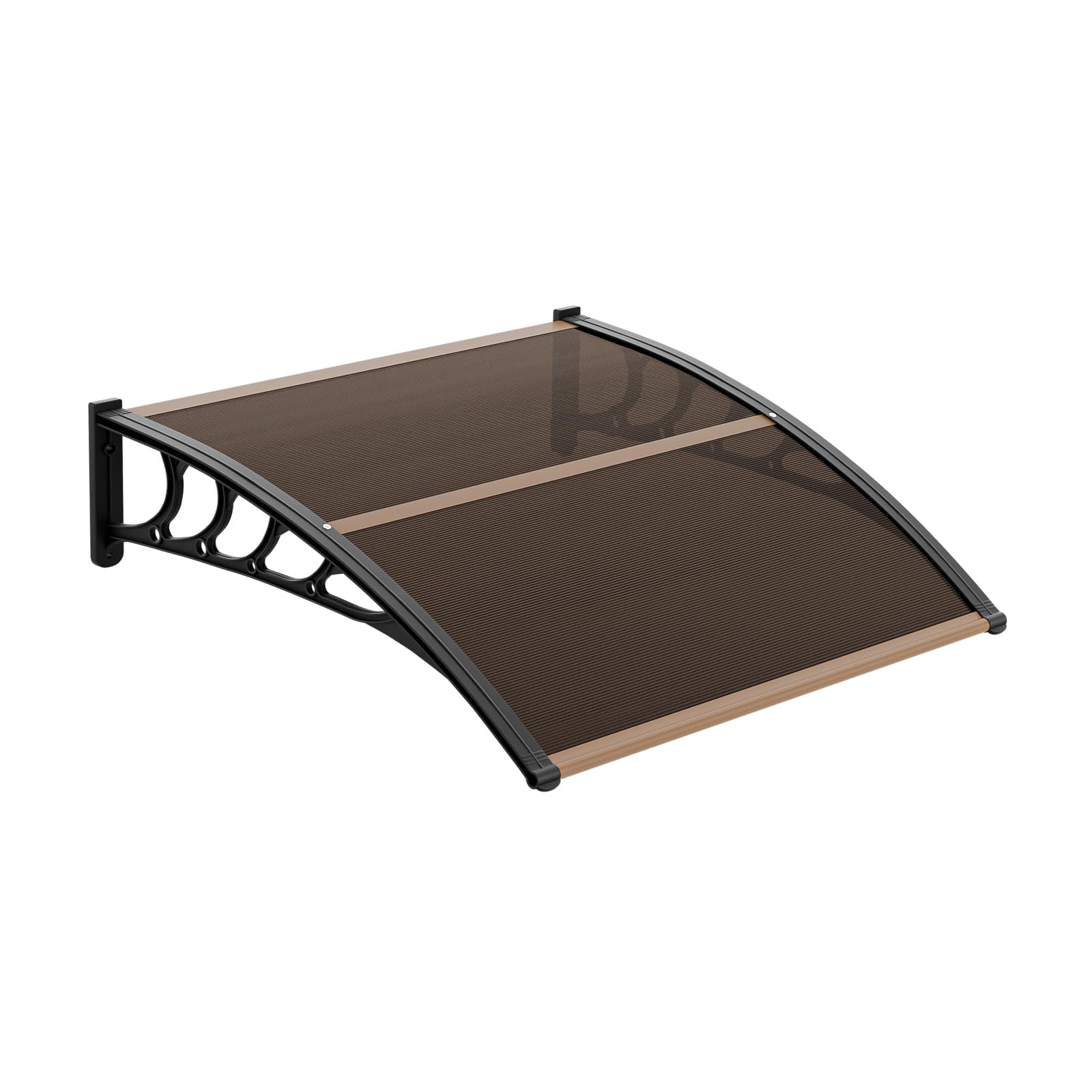 Photo 1 of VINGLI Window Awning Door Canopy, Window Awning Overhead Modern Polycarbonate Cover Outdoor Front Porch Patio Canopy UV Rain Snow Sunlight Protection Hollow Sheet/Brown