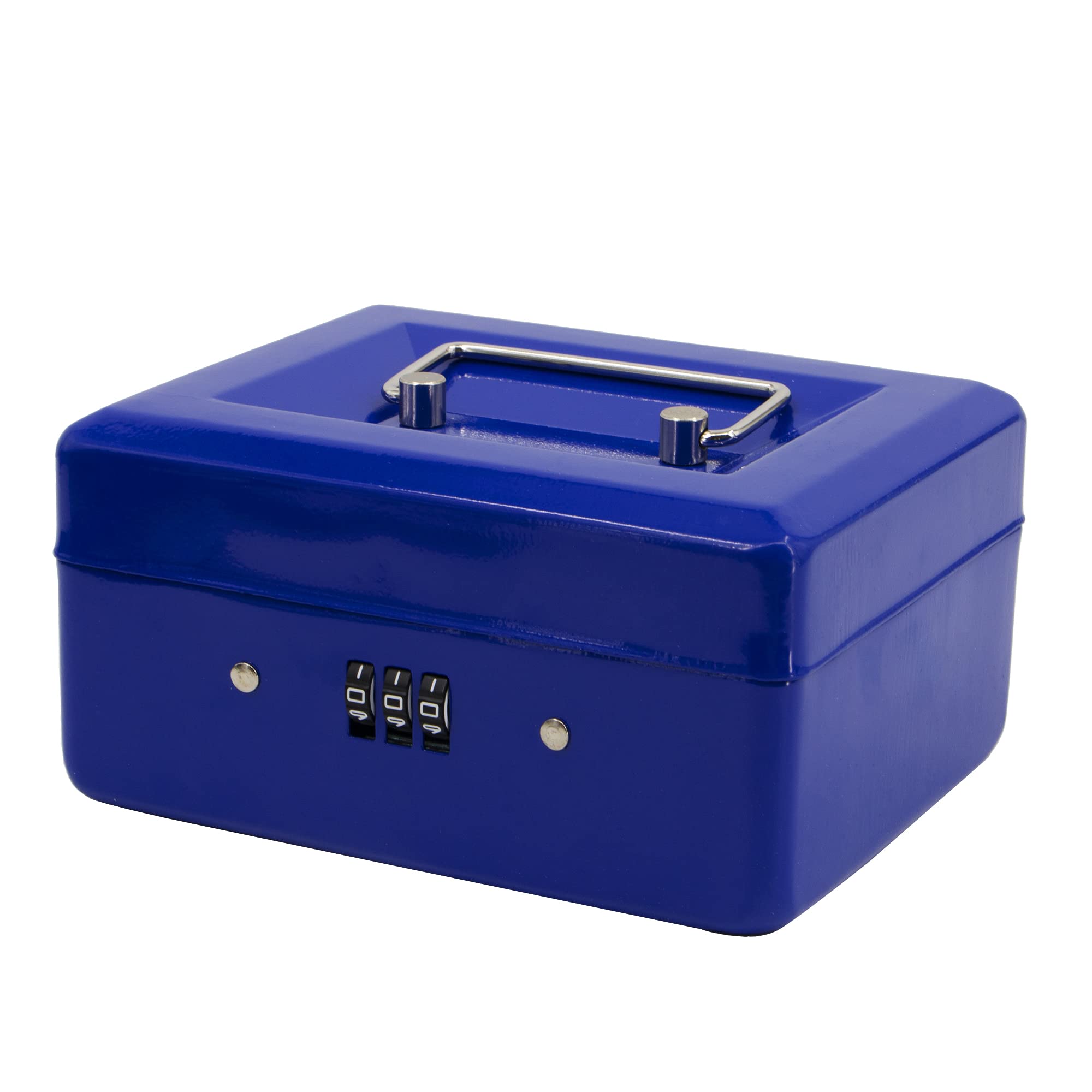 Time to Sparkle 6 inch Small Security Lock Box with Coin Tray Metal Material with Stainless Steel Handle 15 * 12 * 13cm Blue