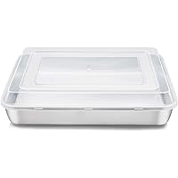 Stainless Steel Baking Pan with Lid, E-far 12⅓ x 9¾ x 2 Inch Rectangle Sheet Cake Pans with Covers Bakeware for Cakes…