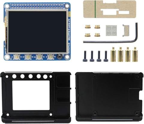 Geekworm For Raspberry Pi 4, 2.4 Inch 240x320 Touch LCD High PPI TFT Screen with Cooling Fan + Aluminum CNC Case Compatible with Raspberry Pi 4 Model B