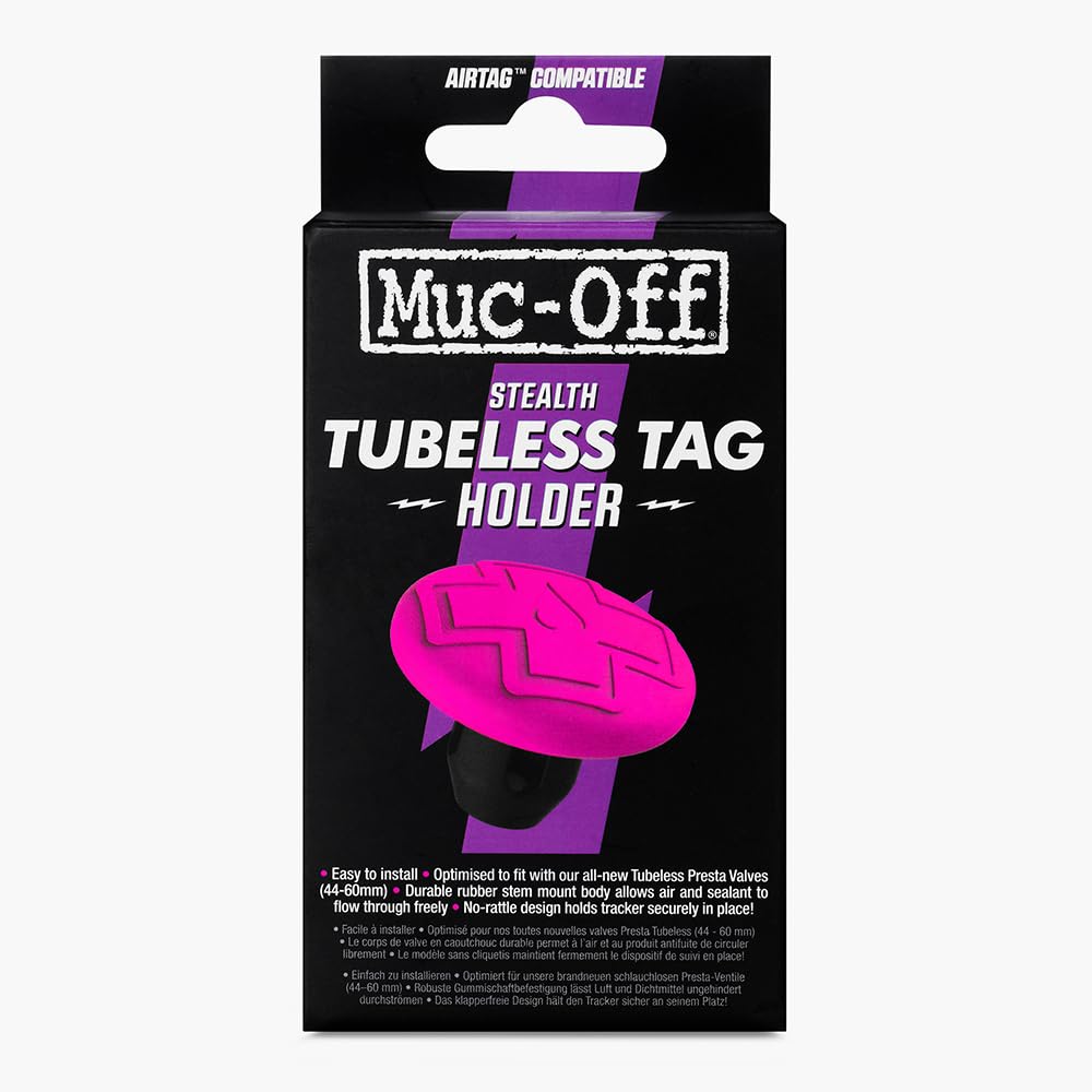 Muc Off Stealth Tubeless Tag Holder - Discreet AirTag Tracker Mount for Tubeless Bike Wheels - Secure, Non-Rattle, Lightweight Silicone & Rubber System