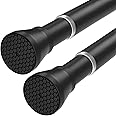 Black Tension Rods for Windows 28 to 48 Inch 2 Pack Spring Curtain Rod Tension Curtain Rod Expandable Pressure Curtain Rod Tension No Drill Adjustable Curtain Rods for Bathroom,Doorway,Door