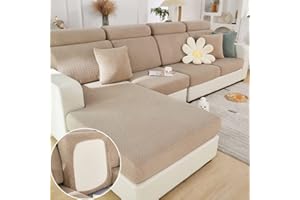 Jejiakell Universal Wear-Resistant Sofa Cover, 360° Sofa Cushions Cover Tear Stain Resistant Slipcover High Stretch Elastic & Anti-Slip Spandex Protector (B Starlink - Light Coffee, Back Cover)