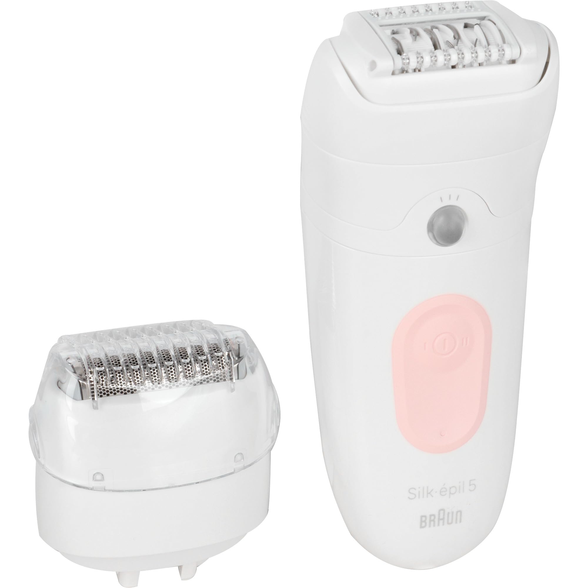 Braun Silk-épil 5 Epilator for Easy Hair Removal Waterproof Long Lasting Soft Skin with Shaver Head for Women and Clipper Clipper 5-030, White/Pink