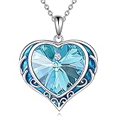 AINFQY Necklaces for Women, Love Heart Pendant with Austrian Crystals, Jewelry Gifts for Wife, Sterling Silver Heart Necklaces, Birthday or Chrismas Holiday Gifts for Her, Mom