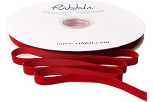 Ribbli Dark Red Velvet Ribbon 3/8 Inches Continuous 25 Yard Spool Dark Red Christmas Ribbon for Gift Wrapping Crafts Home Decor