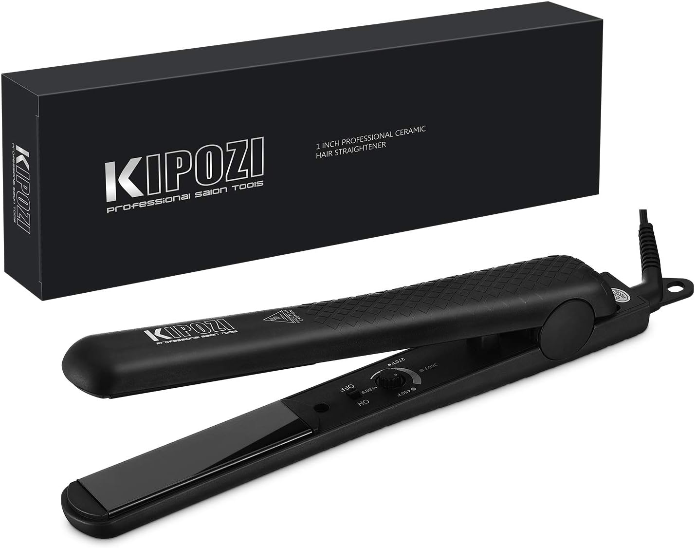KIPOZI Pro Flat Iron Hair Straightener with Ceramic Plates & Adjustable Temp - Straightens & Curls All Hair Types Anti frizz, 1 Inch Dual Voltage for Travel, Auto Off, Black: Health & Personal Care