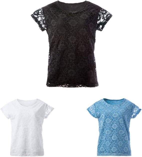 Amazon 透け感 Tシャツ レディース トップス シルク混 総レースtシャツ M Ll 無地 袖レース 大きいサイズ ブラック ホワイト ブルー レディースファッション スーツ インナー おしゃれ お洒落 春夏秋 Ol 仕事 通勤 シンプル 爽やか 重ね着 ブルー Ll Tシャツ
