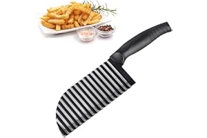AEIMIAIDE Crinkle Cutter Garnishing Knife, Stainless Steel Waves French Fries Slicer Handheld Chipper Chopper, Home Kitchen V