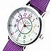 EasyRead Time Teacher Children’s Watch, ‘Minutes Past’ and ‘Minutes To’, Rainbow Colors / Purple Strap