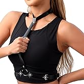 WARANDOD Punk Black Leather Chest Harness Body Waist Chain Belt Rave Nightclub Sexy Belly Bra Jewelry Accessory for Women Girls