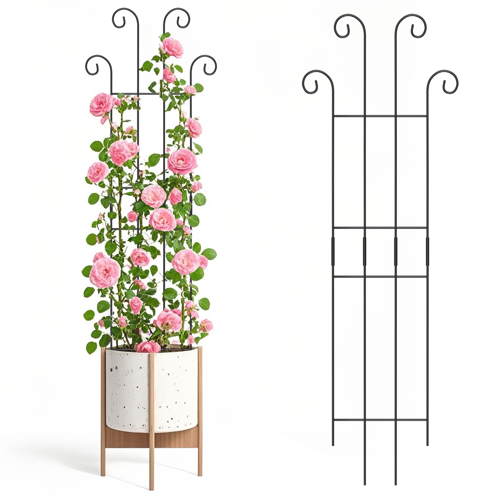 Photo 1 of 2 Set 32'' Taller Plant Trellis for Climbing Plants Indoors & Outdoor, Garden Metal Trellis Plant Support for Potted Plants, Houseplants, Flowers Vine, Ivy, Pothos, Monstera